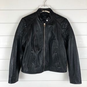 Lucky Brand Real Leather Moto Jacket Black